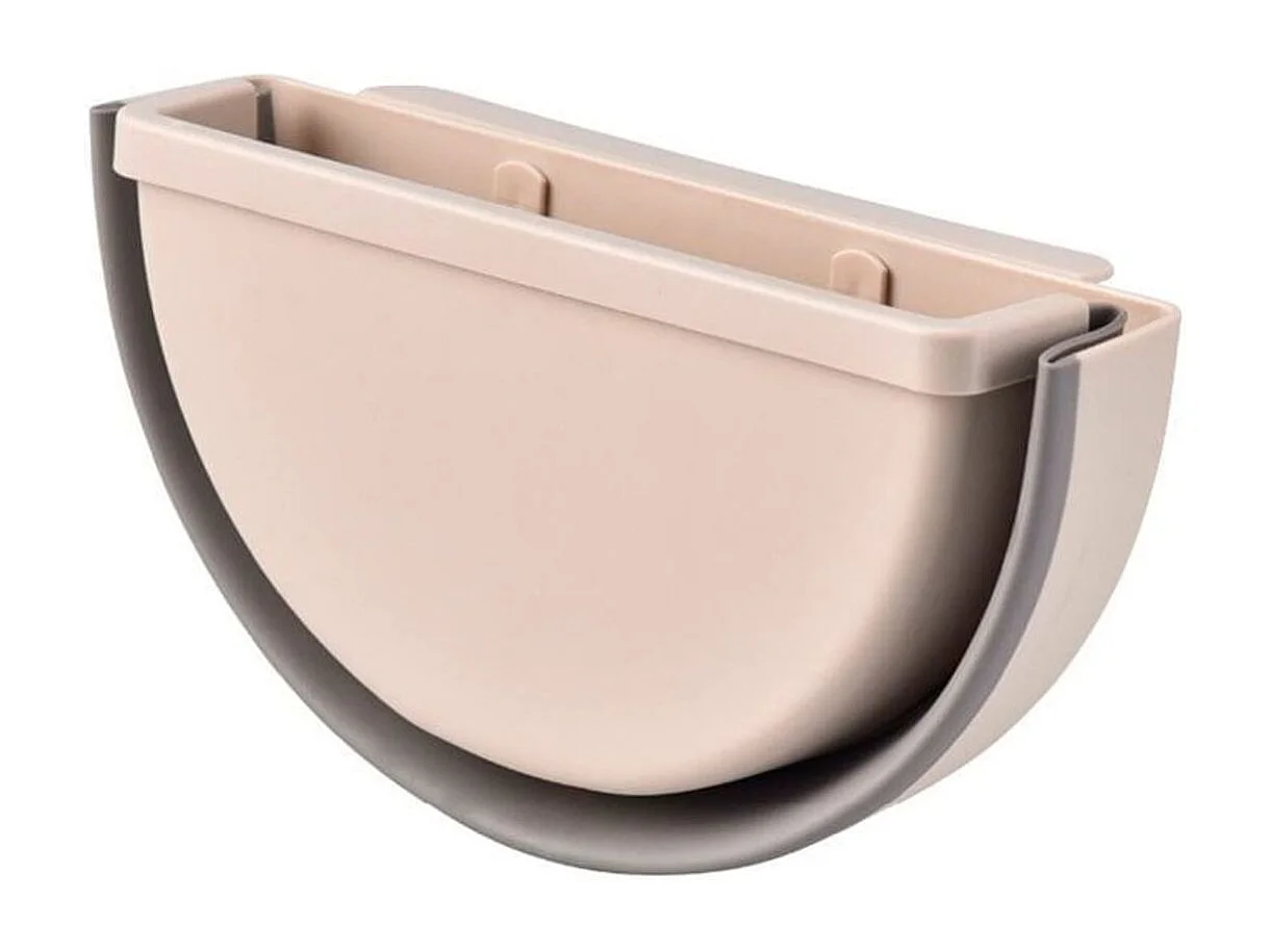 Papelera de cocina colgante plegable beige 15x27x5 cm