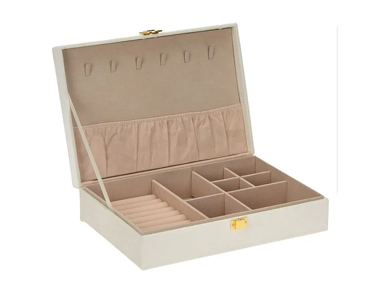 Joyero 7 compartimentos con tapa blanco/natural 7x19x28 cm