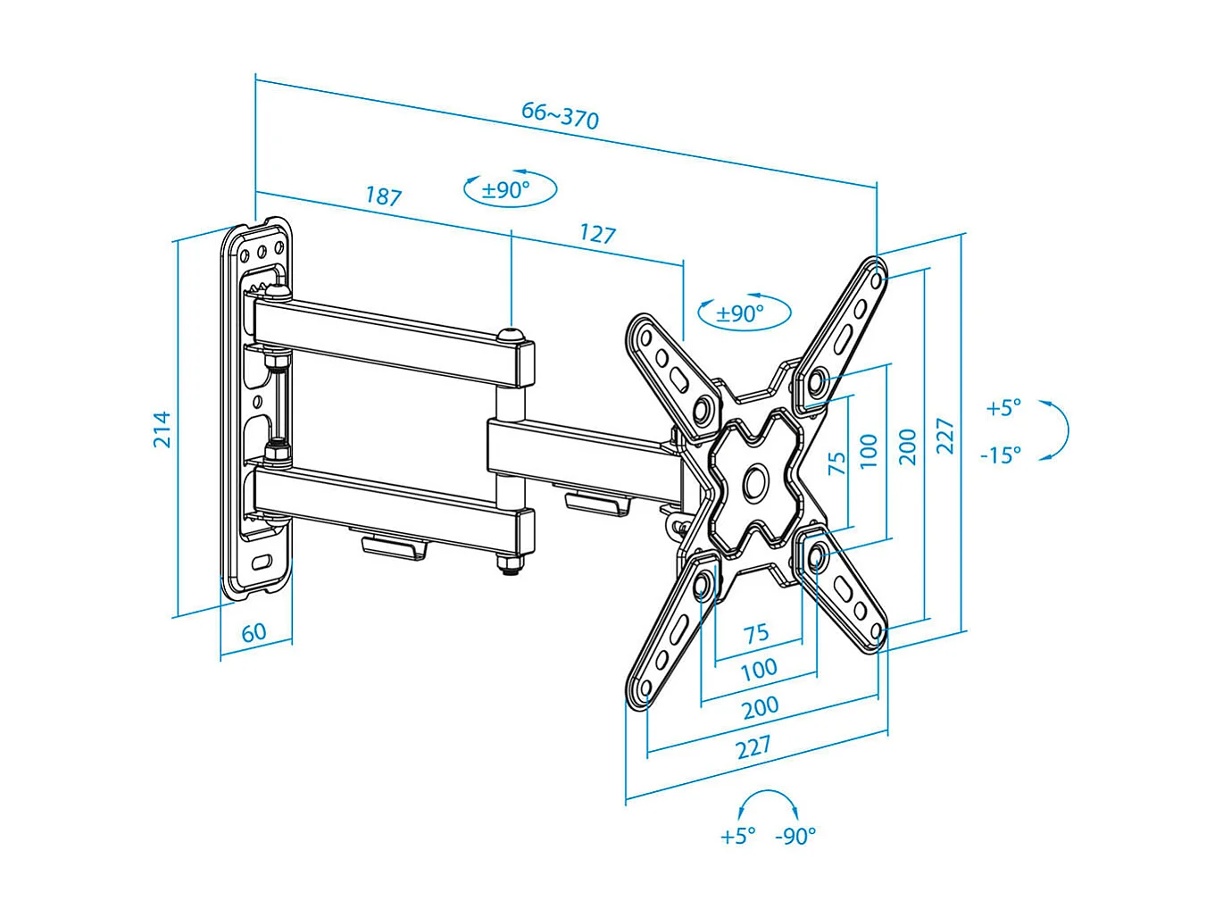 Soporte de TV TooQ LP1345TN-B 13"-43" inclinable y pivotable negro