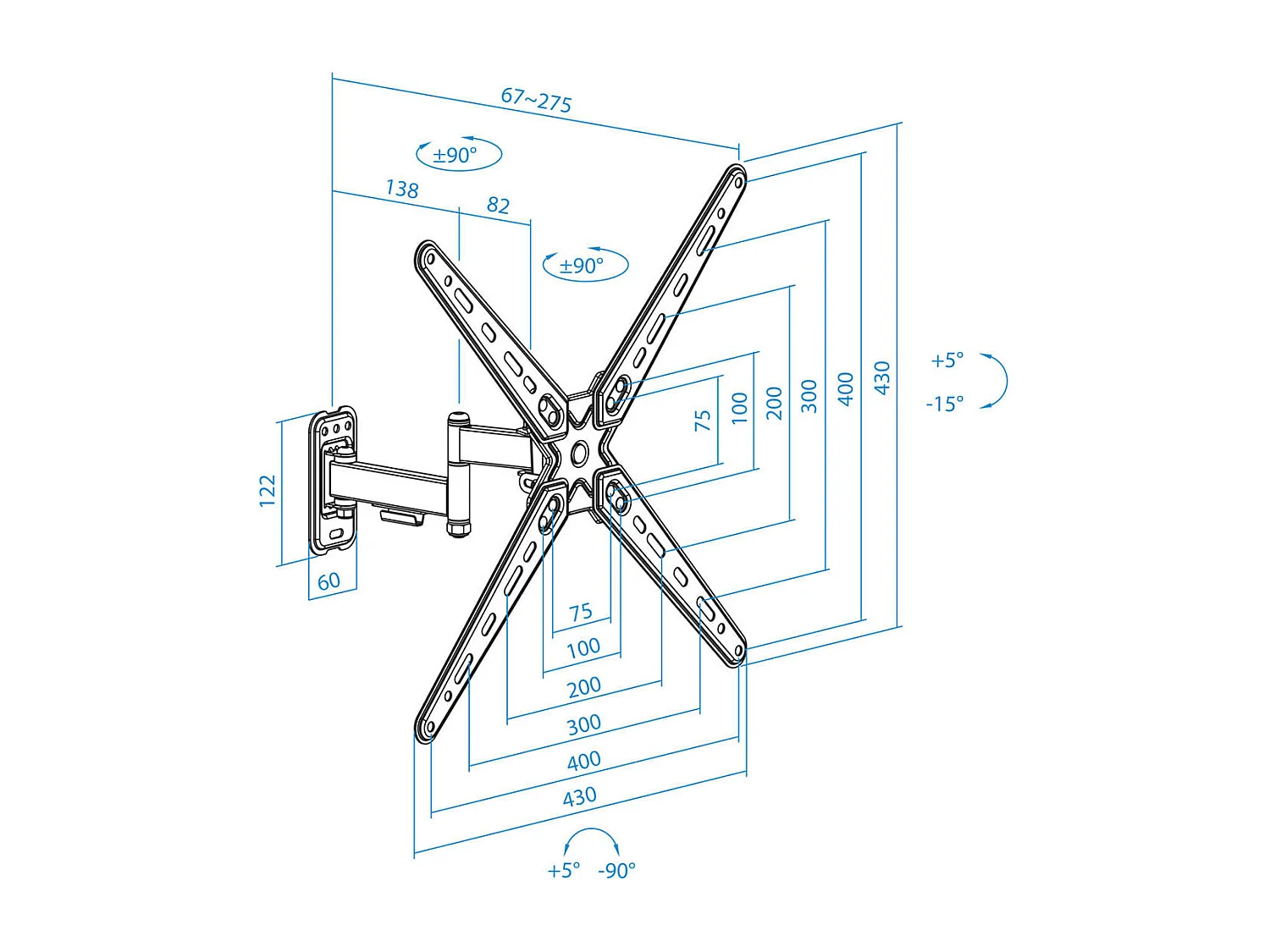 Soporte de TV TooQ LP1356TN-B 13"-55" inclinable y pivotable negro
