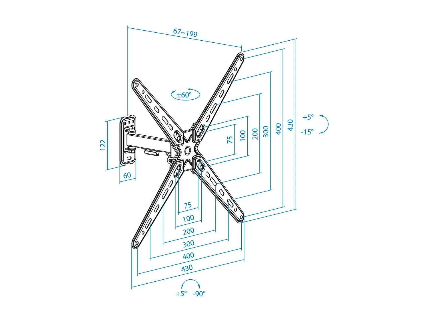 Soporte de TV TooQ LP1355TN-B 13"-55" inclinable y pivotable negro