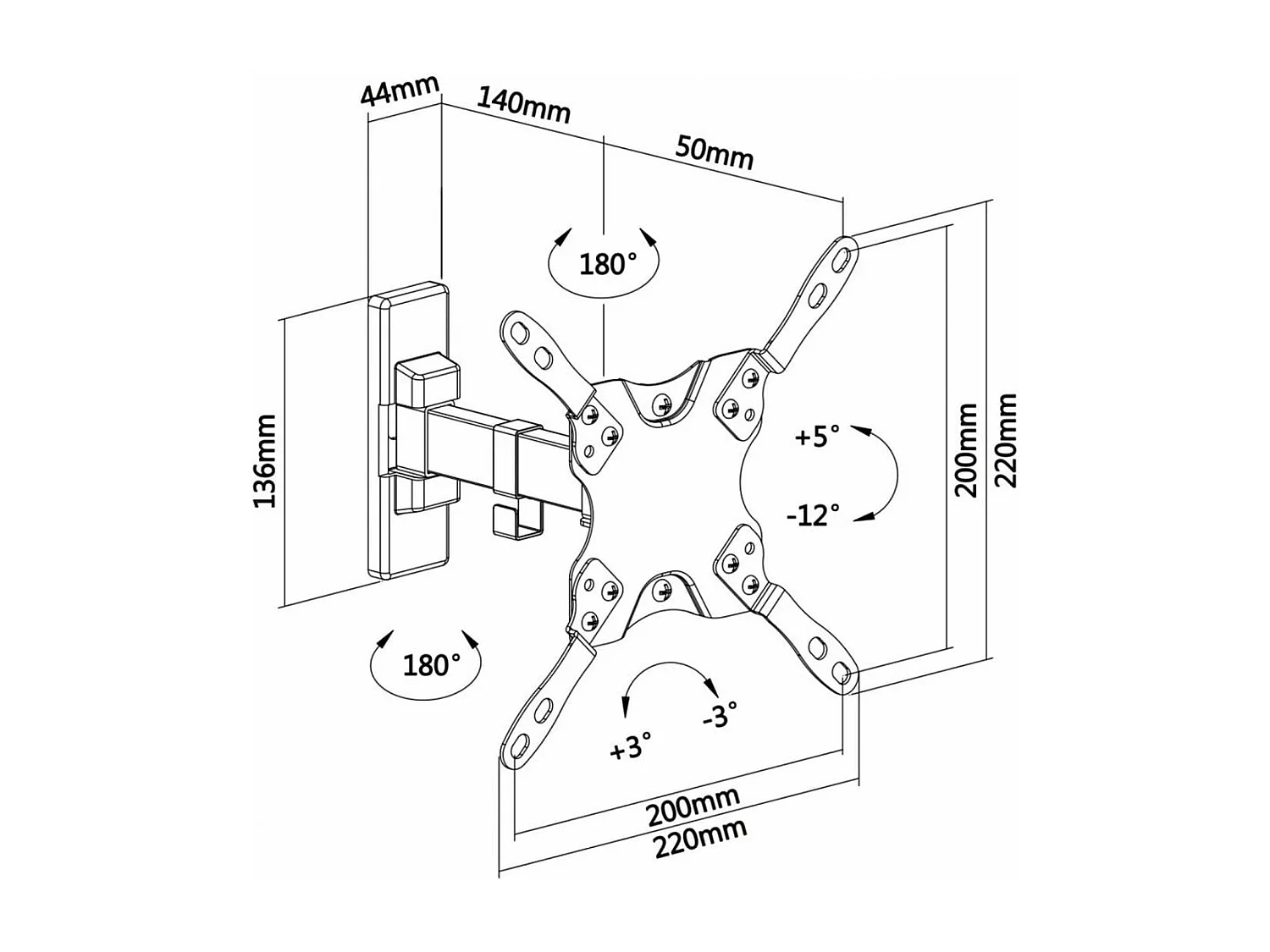 Soporte de TV Aisens WT42TSLE-009 13''-42'' inclinable y pivotable negro