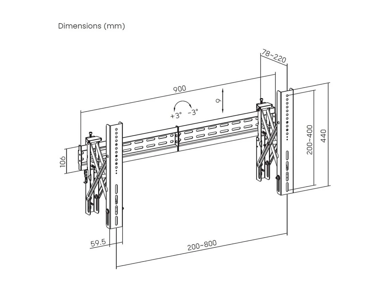 Soporte de TV fijo Aisens VW70LPOX-257 extensible 37''-70'' negro 800x400 mm