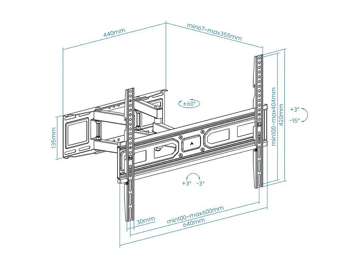 Soporte de TV LP7866TN-B 37''-80'' inclinable y giratorio negro
