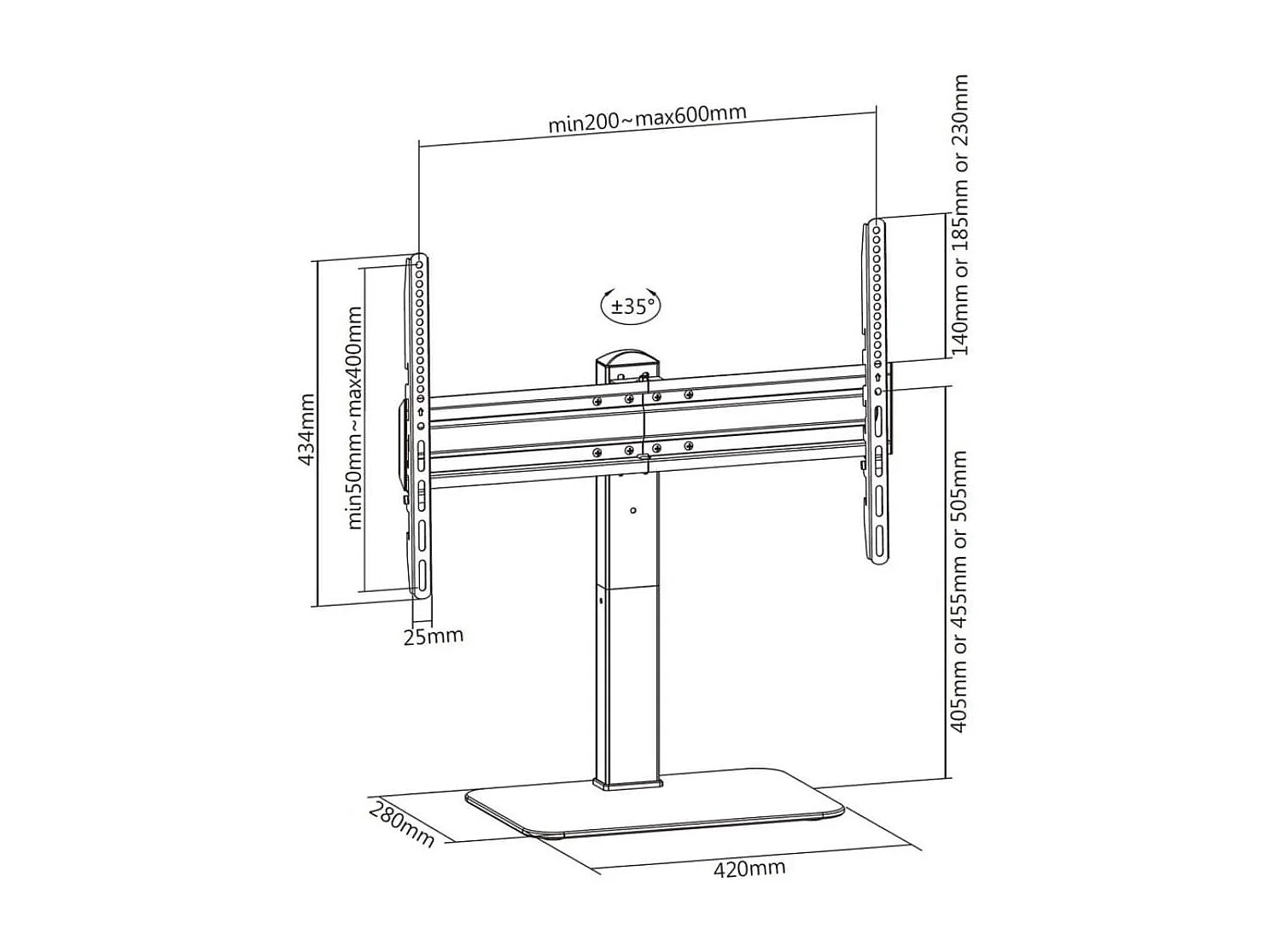 Soporte de mesa para TV Aisens Eco DT70S-253 40kg giratorio 37''-70'' negro