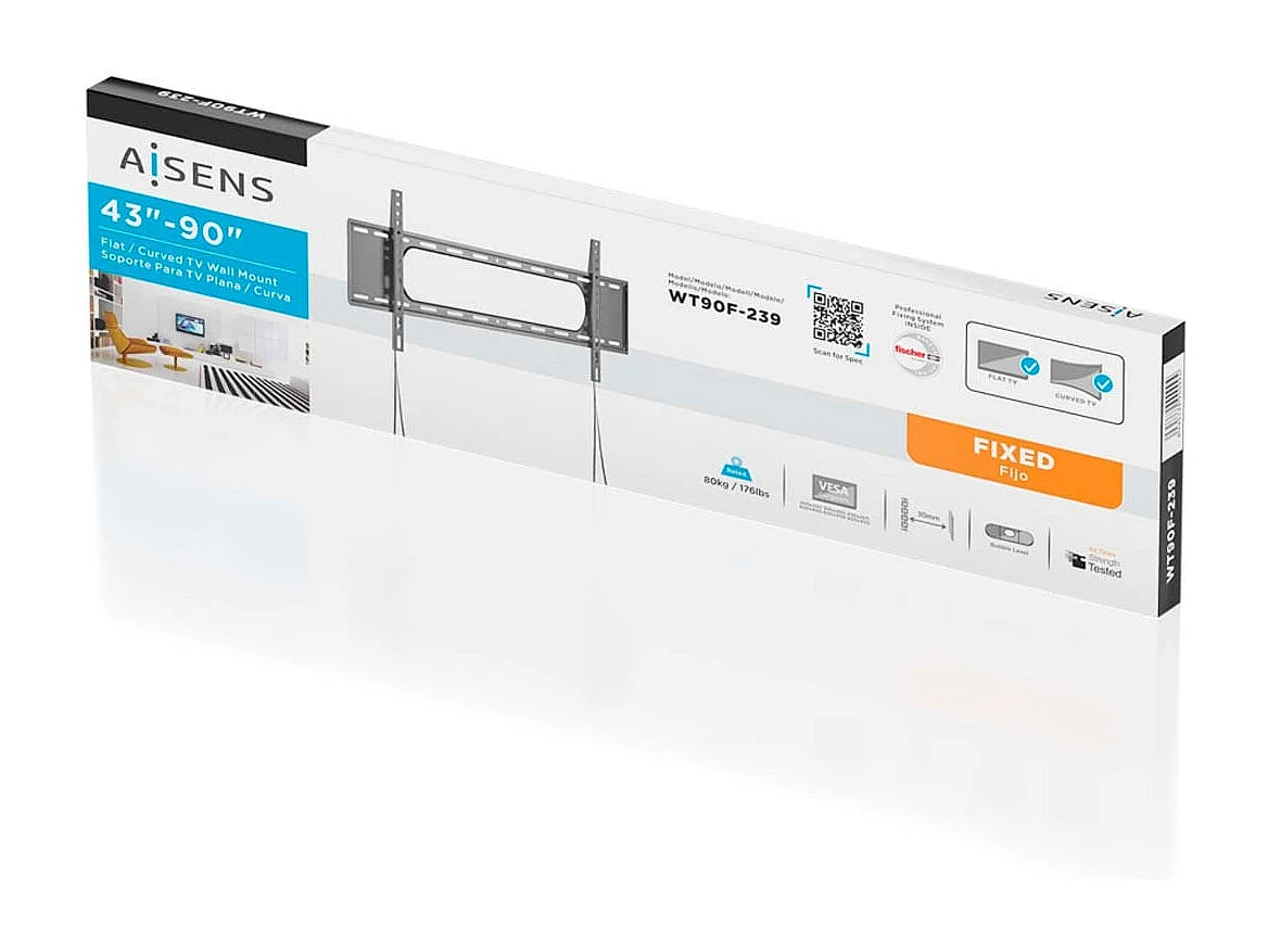 Soporte de TV fijo Aisens WT90F-239 43''-90'' compatible con monitores negro
