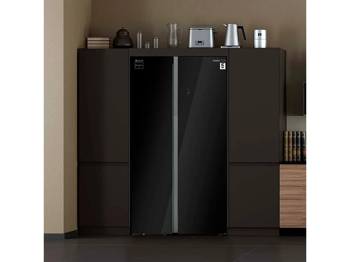 Frigorífico americano Infiniton SBS-719 BGA Total No Frost 550L E cristal negro 177 cm