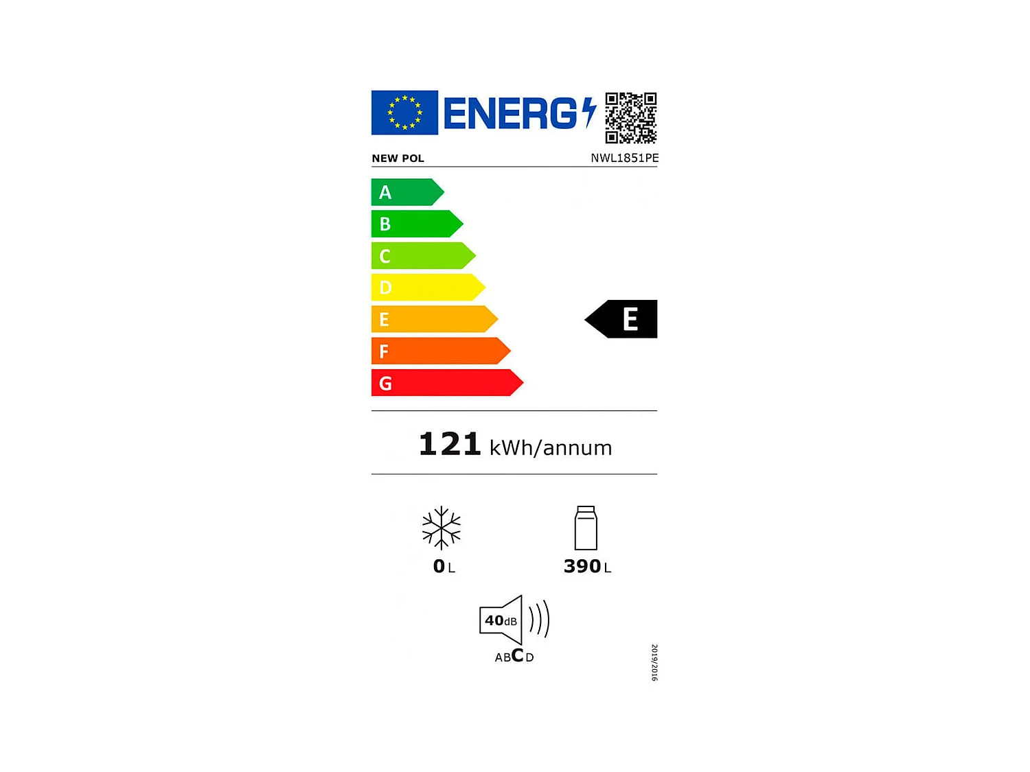 Frigorífico 1 puerta New Pol NWL1851PE No Frost 390L E blanco 186 cm