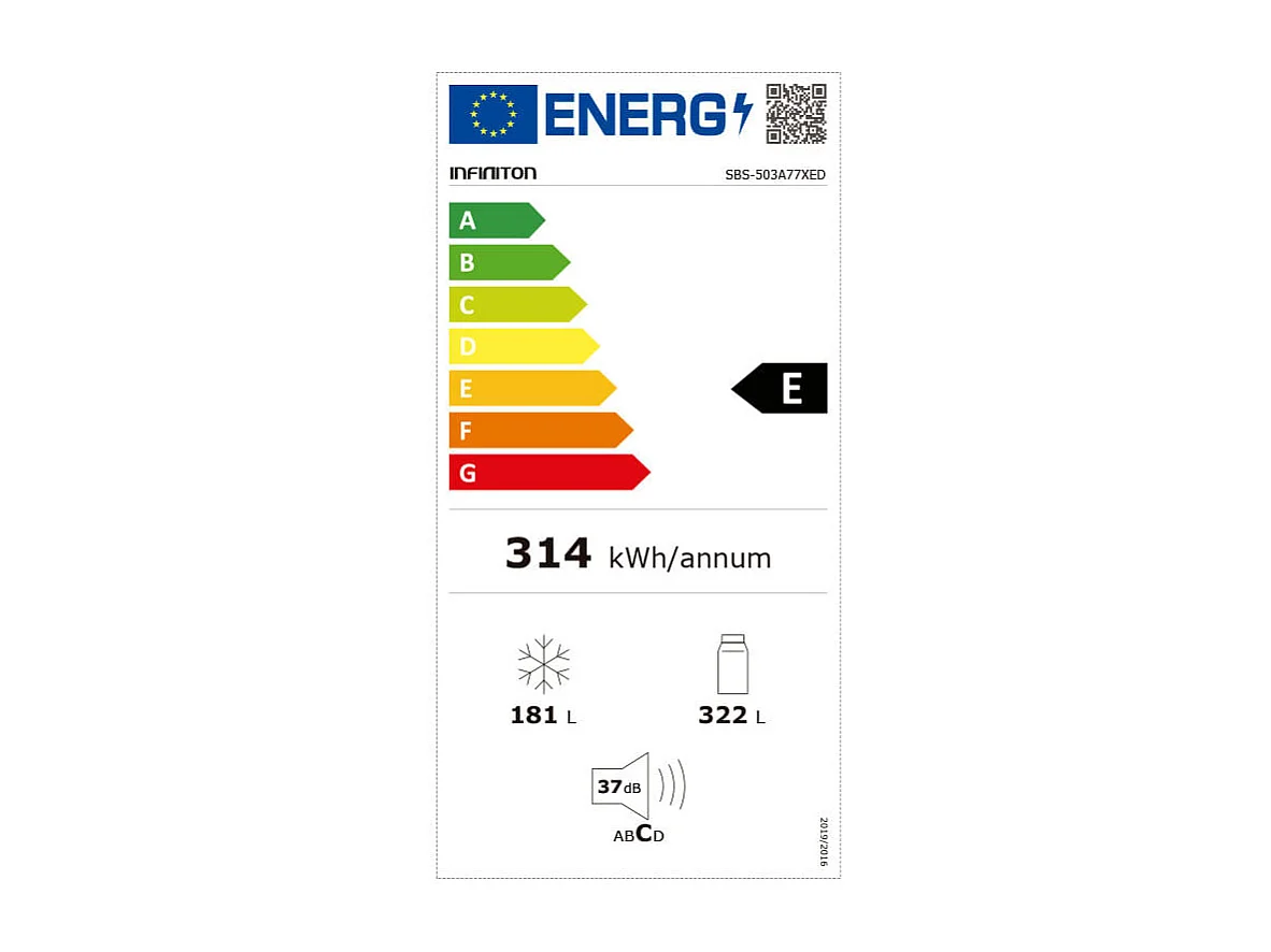 Frigorífico americano Infiniton SBS-503A77XED Total No Frost 503L dispensador de agua E inox 176,8 cm