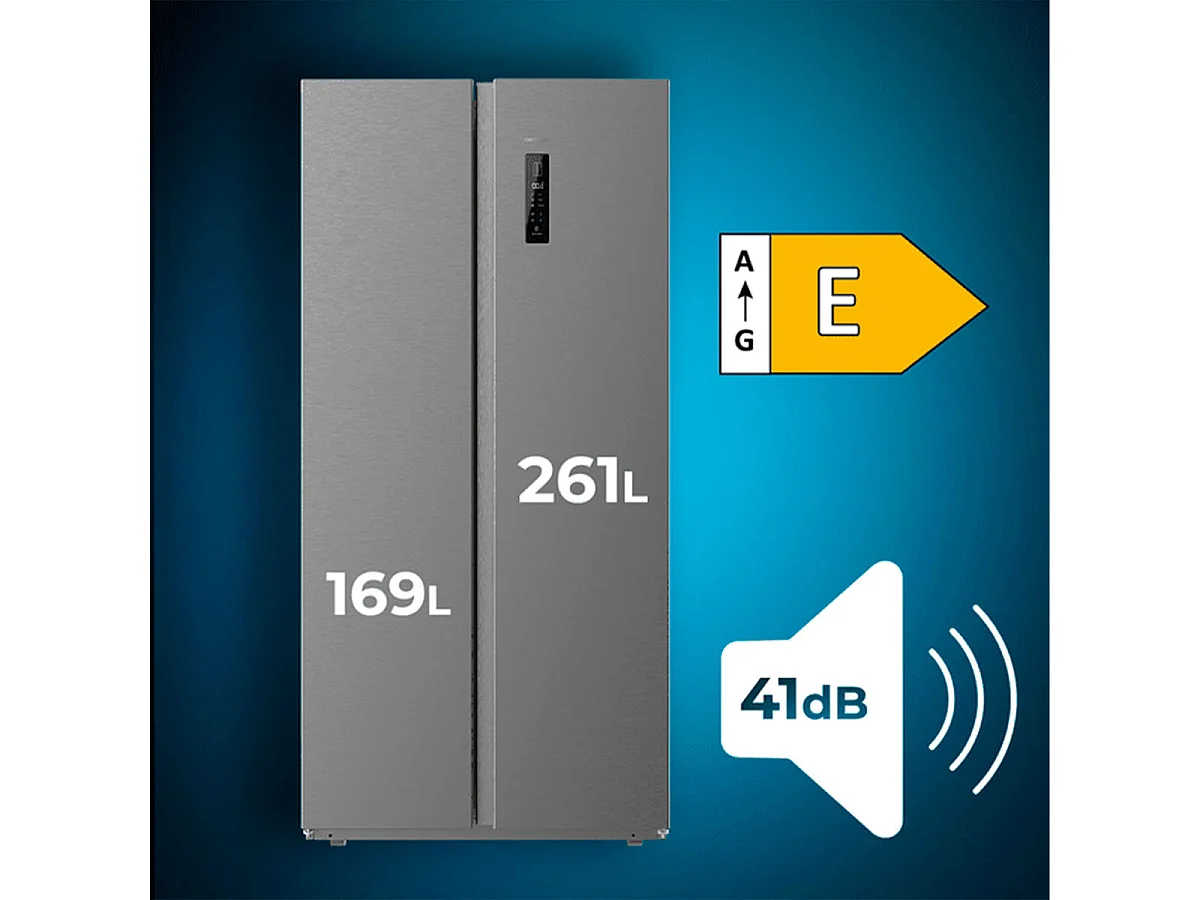 Frigorífico americano Cecotec Bolero CoolMarket SBS 430 E Total No Frost 430L E gris oscuro 176,3 cm