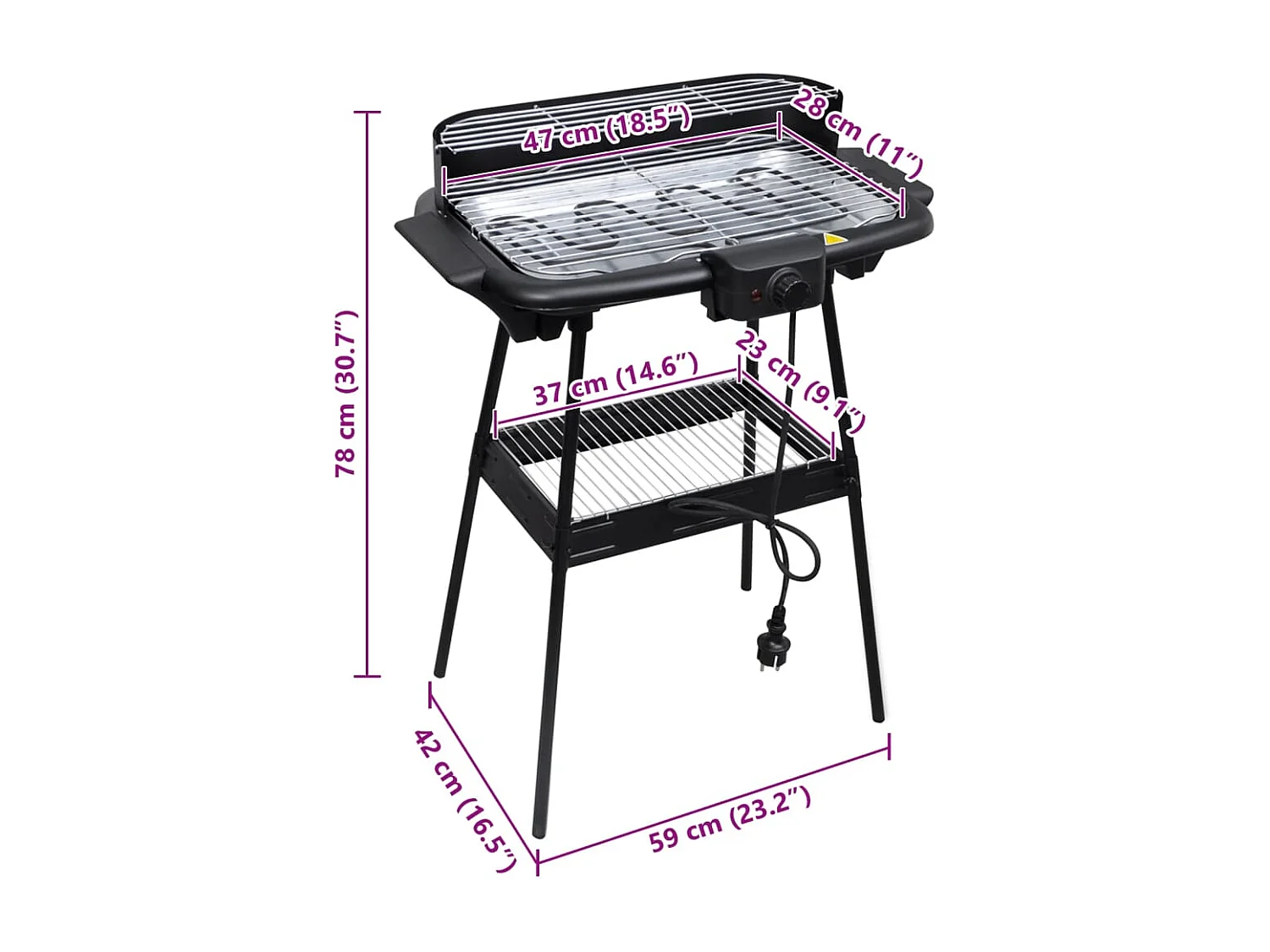 Grill BBQ Standgrill Barbecue Tischgrill Elektrogrill Gartengrill
