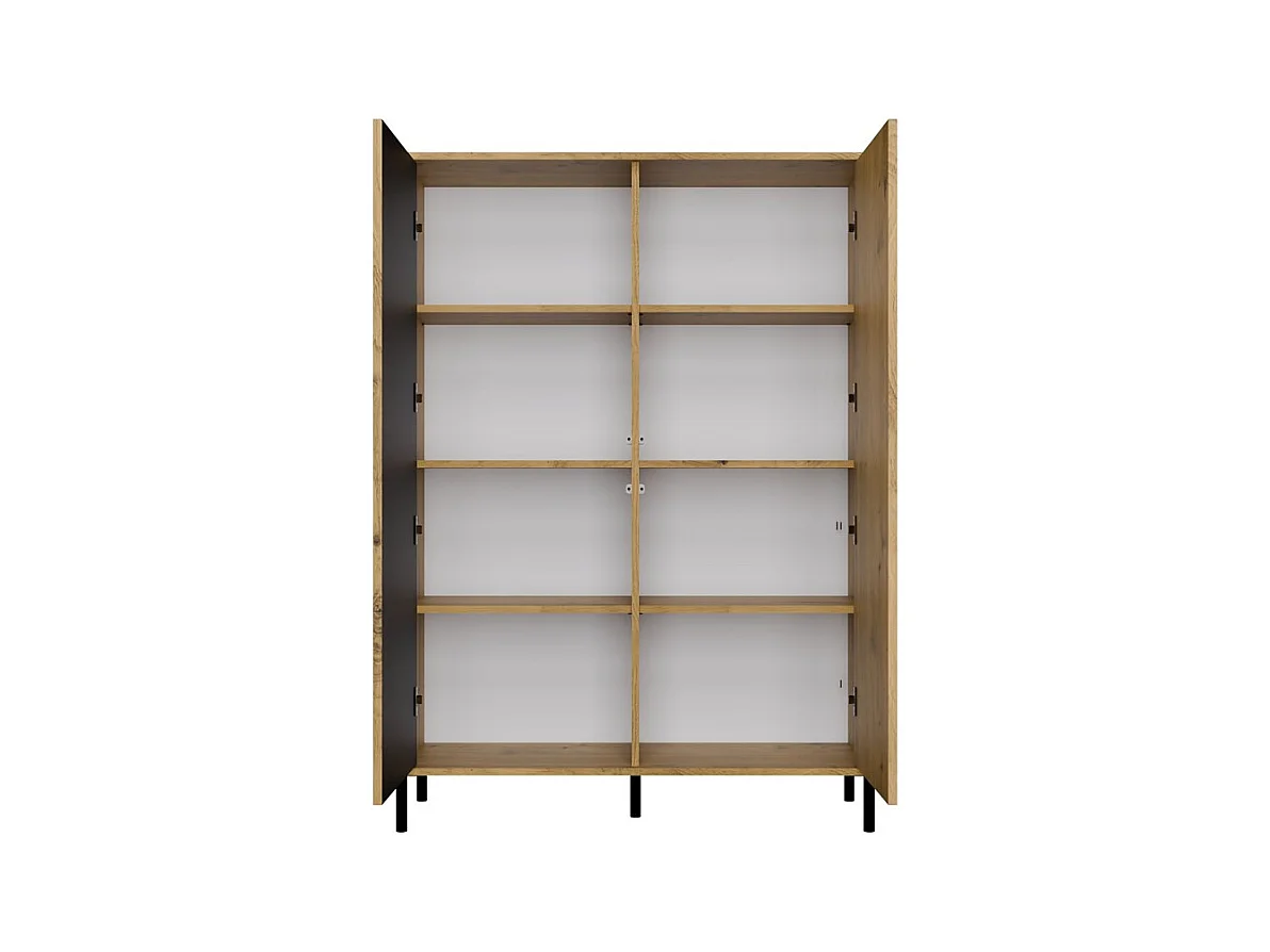 KAMARO – Armario moderno 8 estantes y 2 puertas – 147.5x103.5x40 cm – Mueble de almacenamiento – Roble artesanal