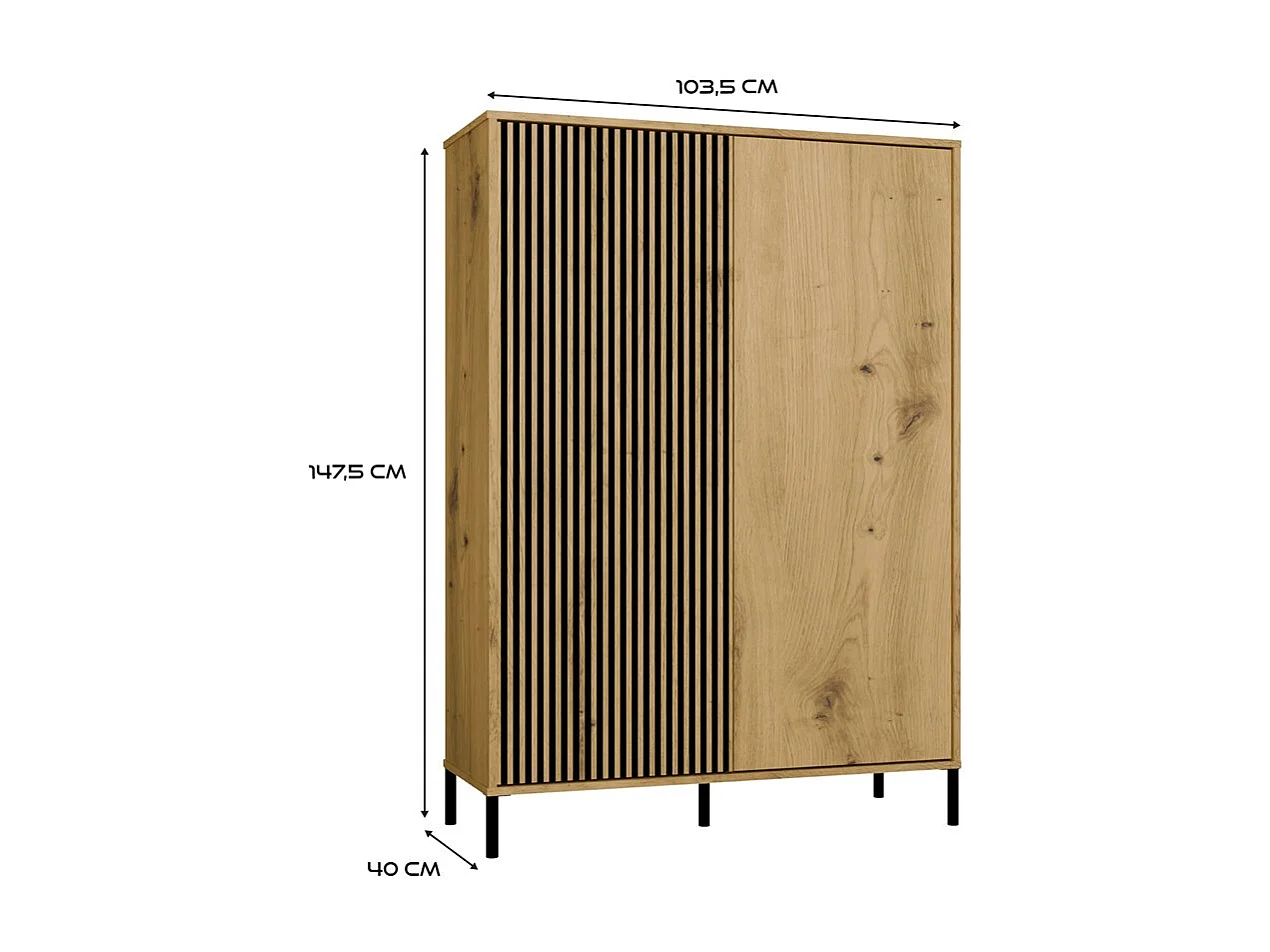 KAMARO - Armoire moderne 8 étagères et 2 portes - 147.5x103.5x40cm - Meuble de rangement - Chêne artisan