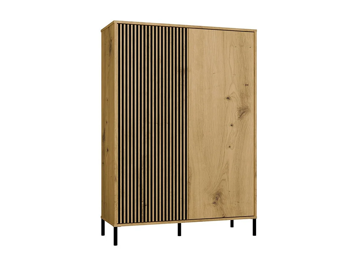 KAMARO - Armoire moderne 8 étagères et 2 portes - 147.5x103.5x40cm - Meuble de rangement - Chêne artisan
