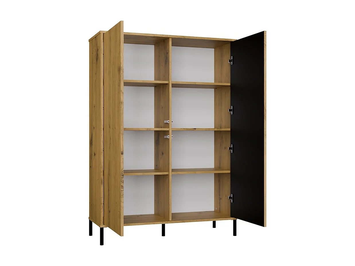 KAMARO - Armoire moderne 8 étagères et 2 portes - 147.5x103.5x40cm - Meuble de rangement - Chêne artisan