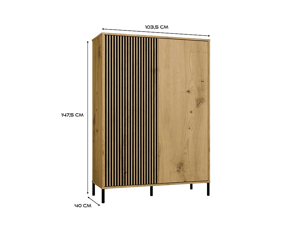 Witryna KAMARO 2DD  Slim| Dąb Artisan | 103,5x40x147,5 cm | Nowoczesna Szafka