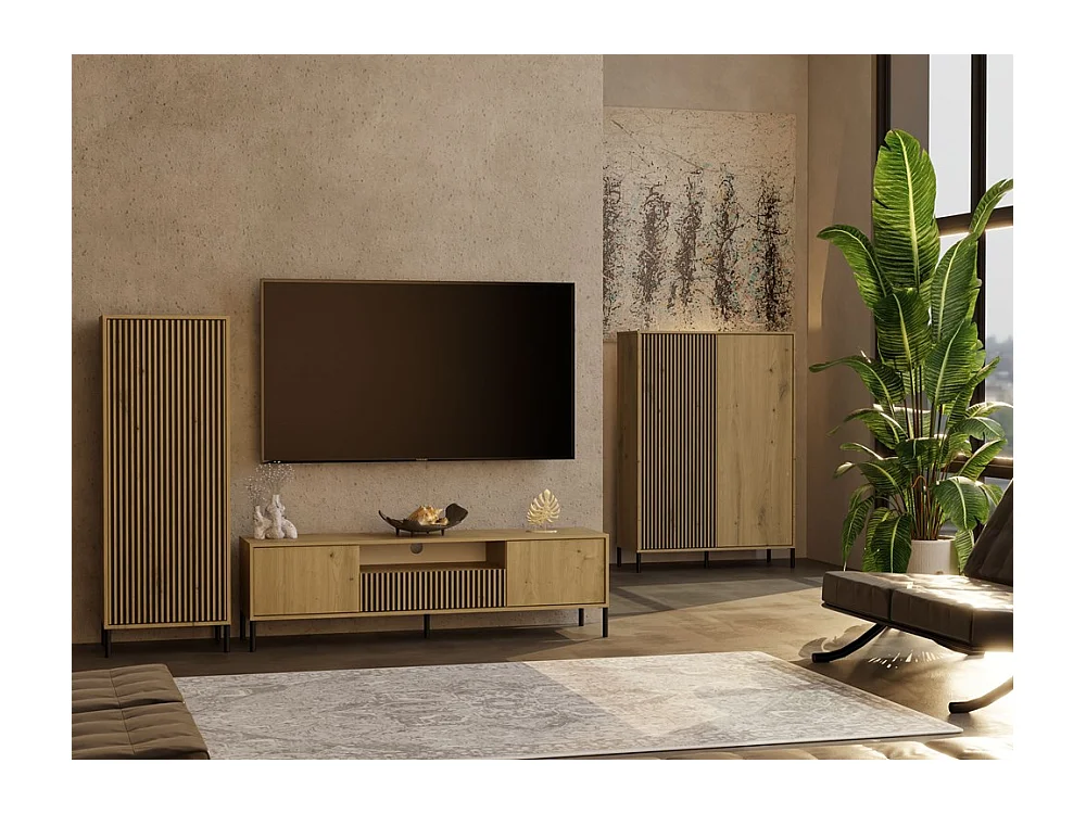 KAMARO – Moderner Schrank mit 3 Regalen – 147,5x53,5x40 cm – Aufbewahrungsmöbel – Handwerks-Eiche