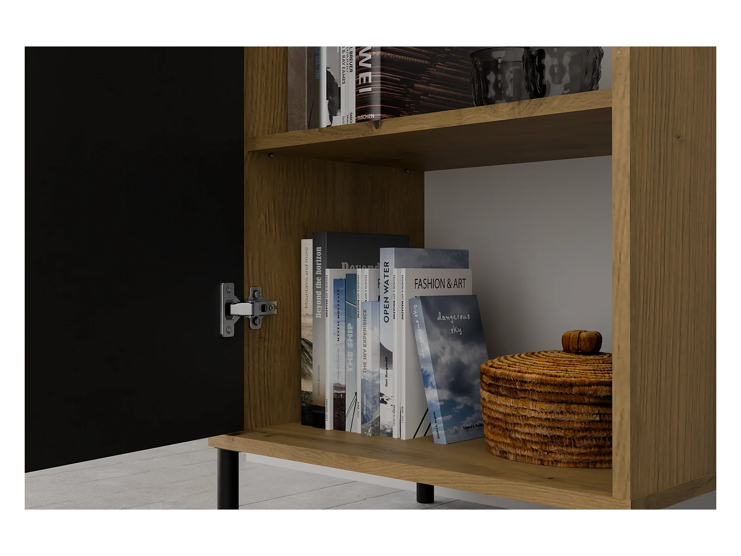 KAMARO – Moderner Schrank mit 3 Regalen – 147,5x53,5x40 cm – Aufbewahrungsmöbel – Handwerks-Eiche