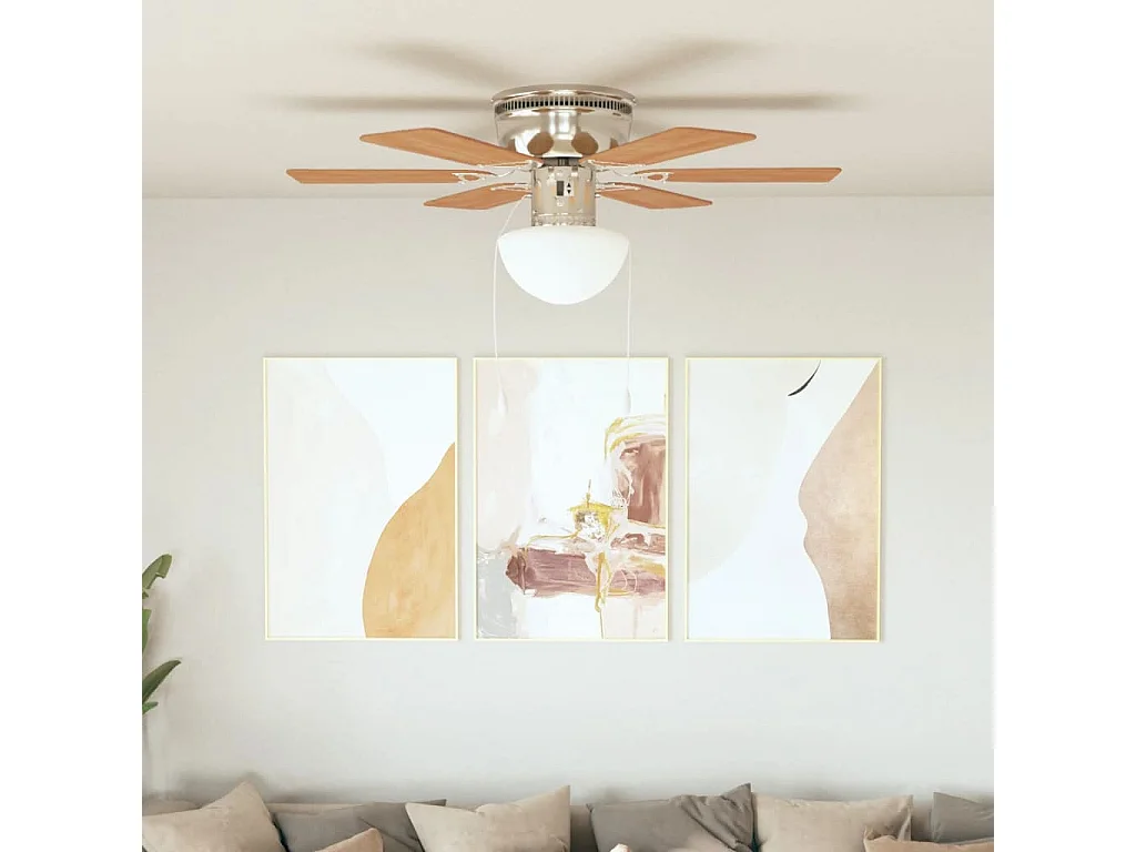 Ventilateur de plafond orné avec lumière 82 cm Marron clair
