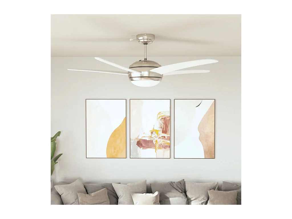 Ventilateur de plafond orné avec lampe 128 cm Blanc