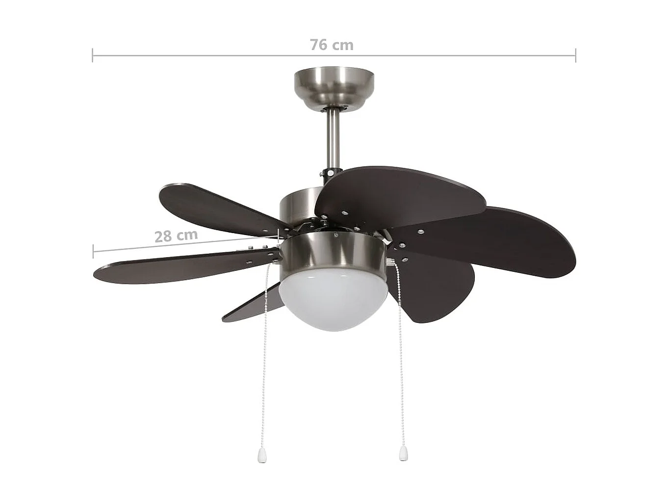 Deckenventilator mit Lampe 76 cm Dunkelbraun