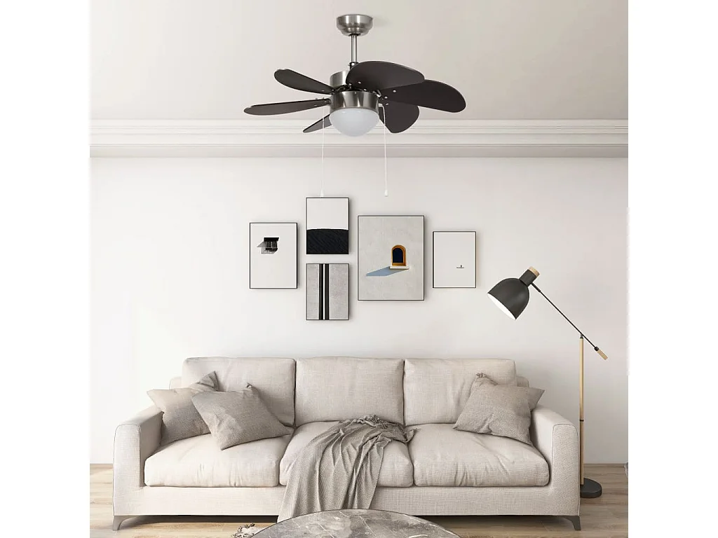 Ventilateur de plafond avec lampe 76 cm Marron foncé
