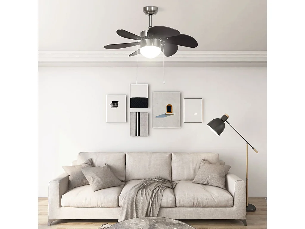 Ventilateur de plafond avec lampe 76 cm Marron foncé