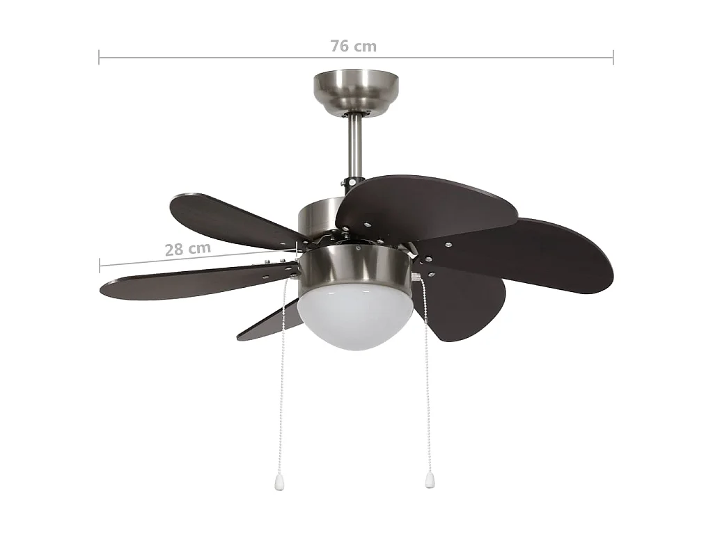 Ventilateur de plafond avec lampe 76 cm Marron foncé