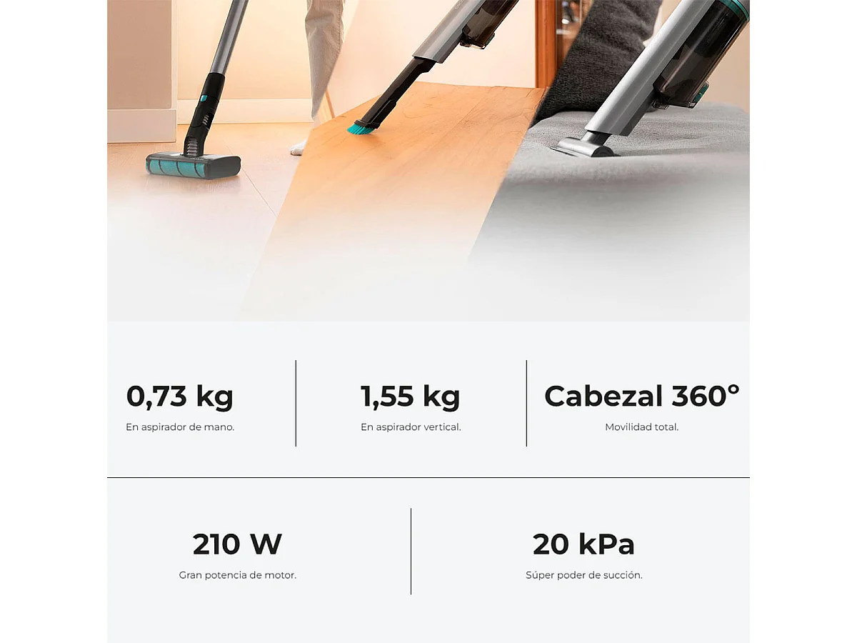 Aspirador vertical Cecotec Scoba 2100 Twice 2 en 1 210W 20kPa con accesorios negro