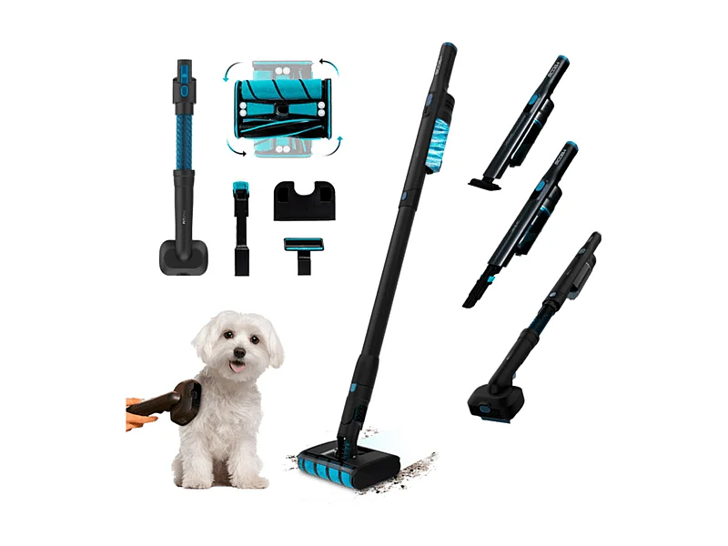 Aspirador vertical Cecotec Scoba 2100 Twice Animal 2 en 1 215W 20kPa especial animales negro