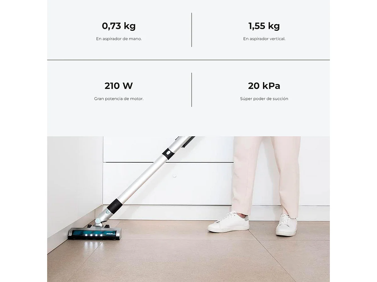 Aspirador vertical Cecotec Scoba 2100 Jalisco 210W 2 en 1 con accesorios inox