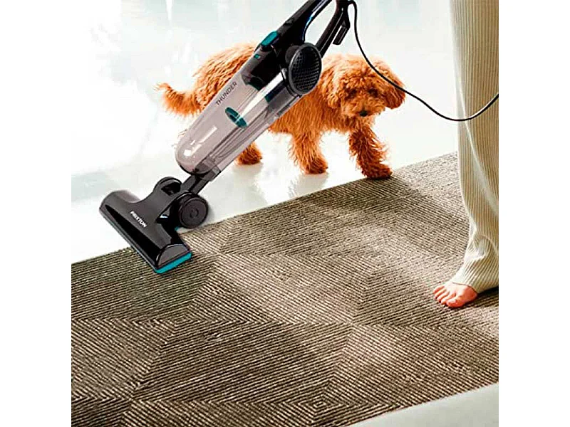 Aspirador vertical Thunder Prixton función de mano 600W negro/inox