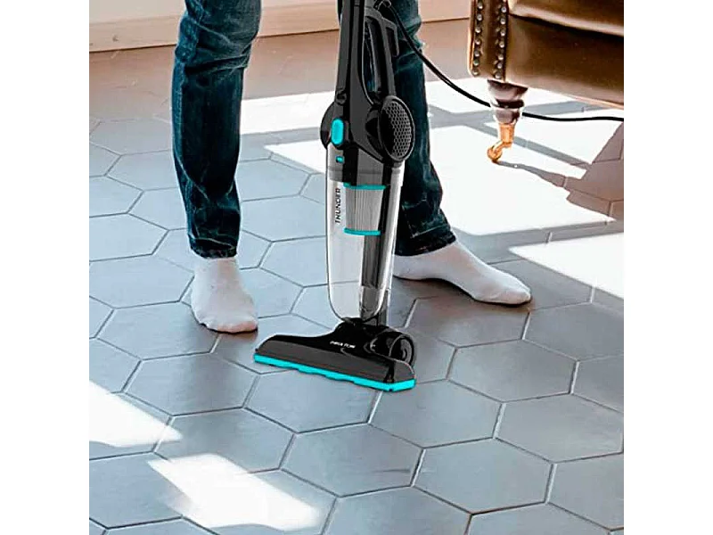 Aspirador vertical Thunder Prixton función de mano 600W negro/inox