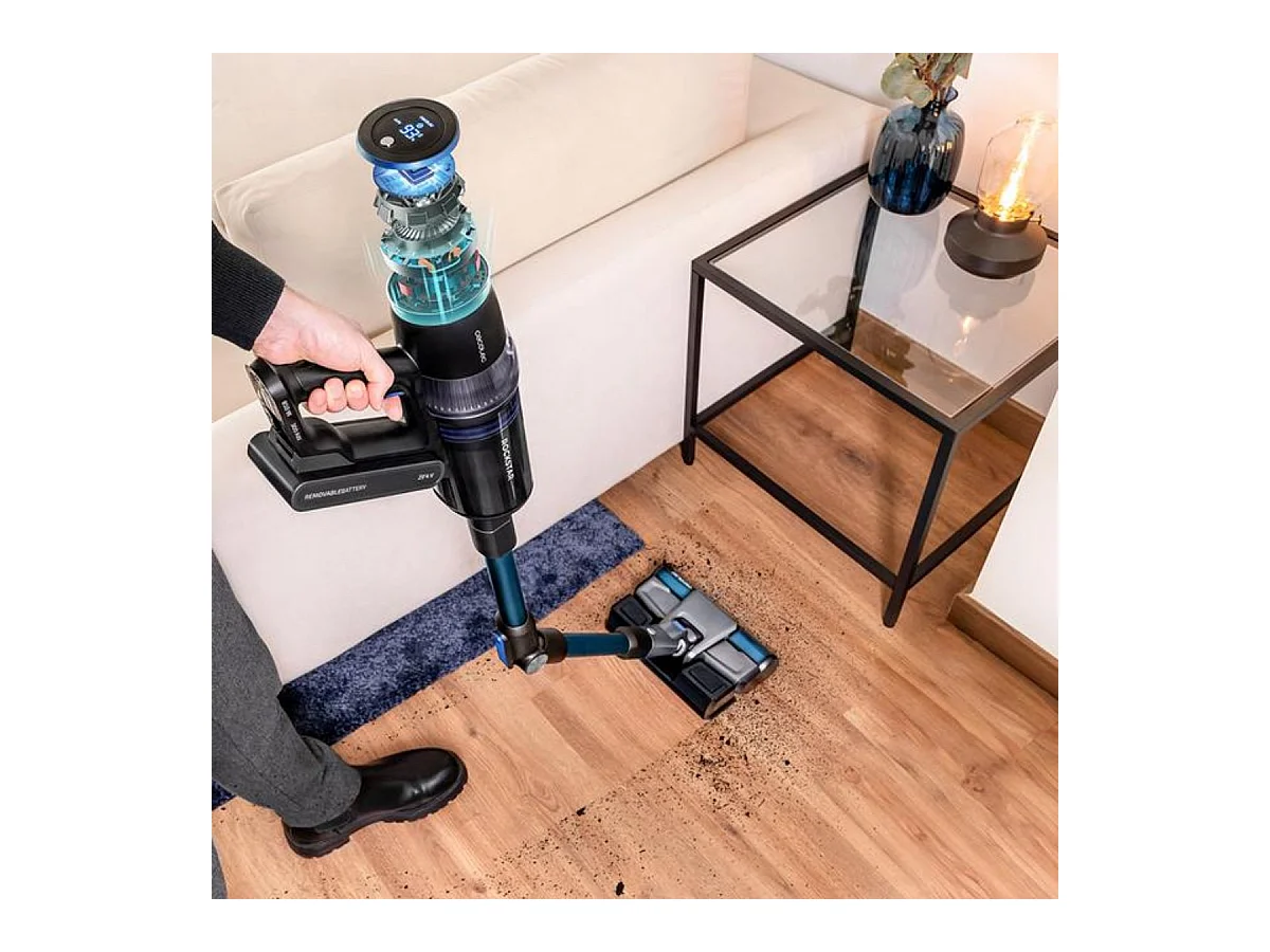 Aspirador vertical Cecotec Conga Rockstar 11500 Odyssey ErgoWet Connected IA 850W 4 en 1 negro/azul