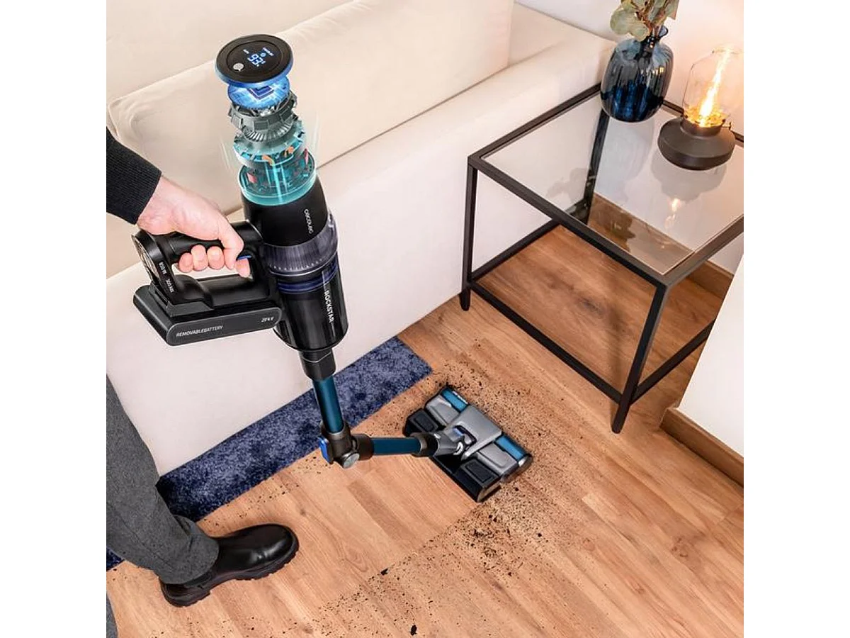 Aspirador vertical Cecotec Conga Rockstar 11500 Odyssey ErgoWet Connected IA 850W 4 en 1 negro/azul