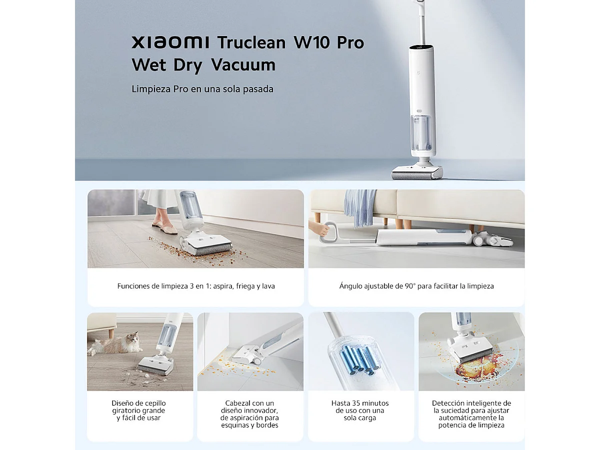 Aspirador vertical Xiaomi Truclean W10 Pro Wet Dry Vacuum 200W 3 en 1 blanco