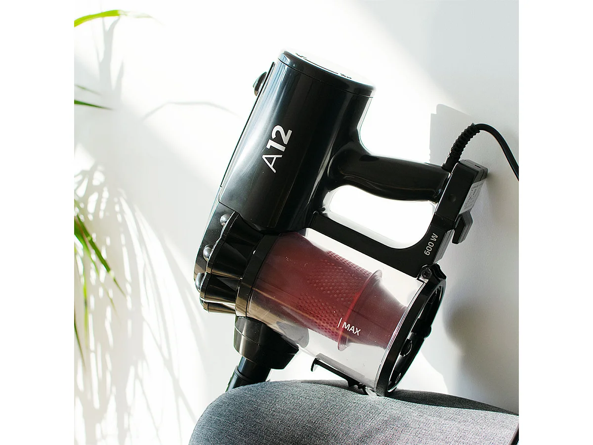 Aspirador vertical Evvo A12 600W 16kPa 2 en 1 negro