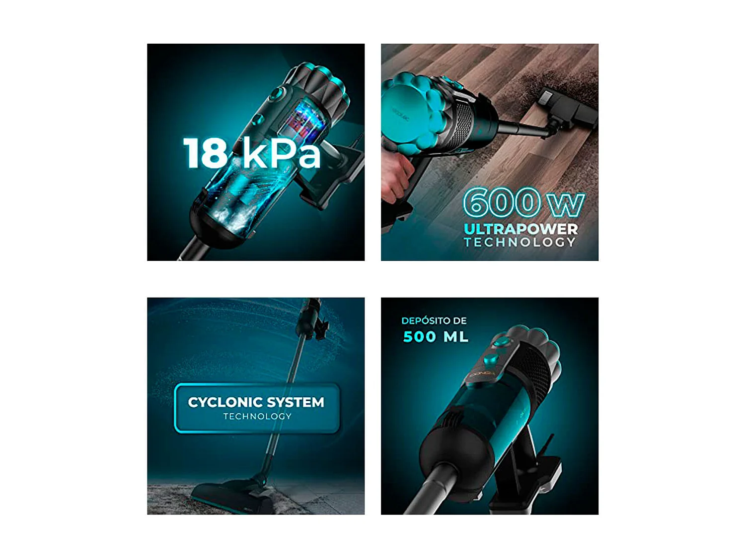 Aspirador vertical Cecotec Conga PopStar 600 Vital 18kPa 600W negro