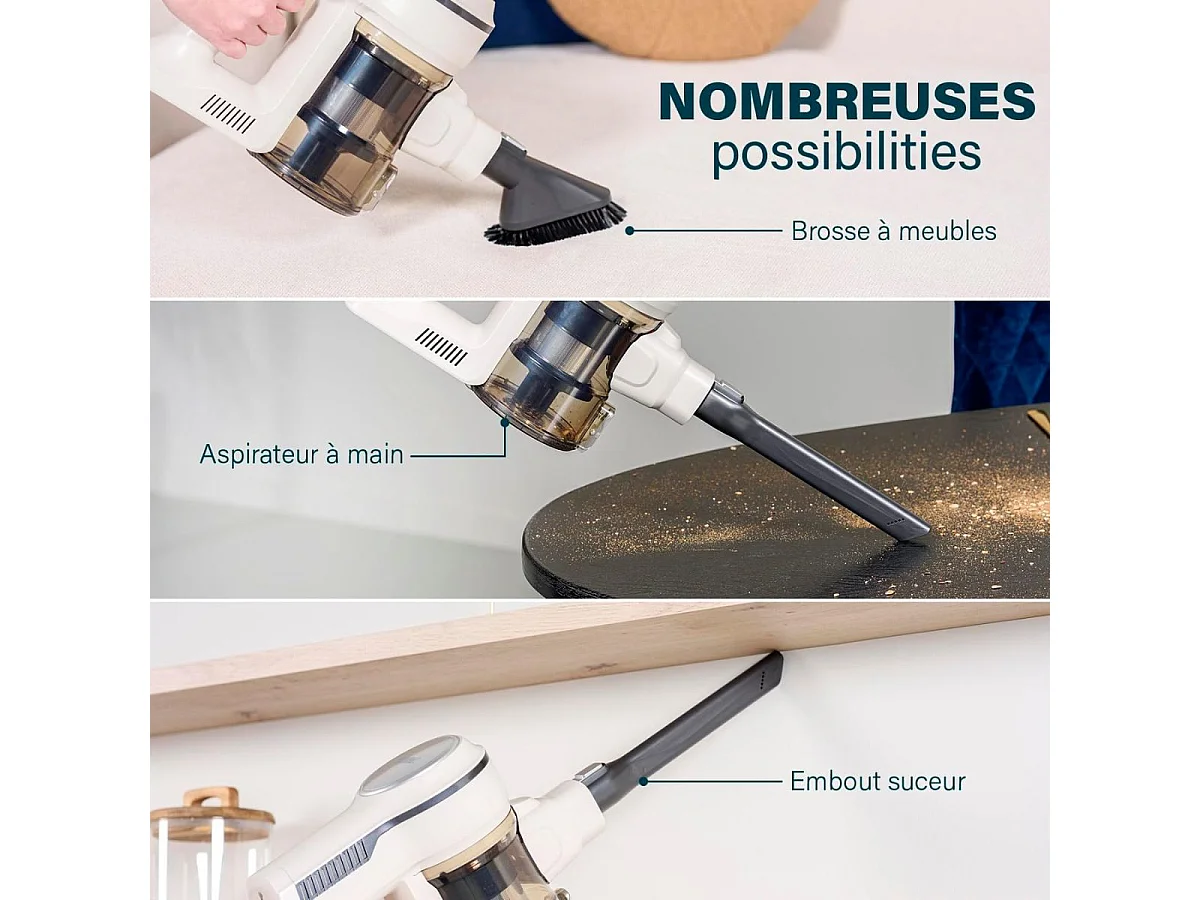 Aspirador escoba Princess 339380 140W 2 en 1 recargable blanco