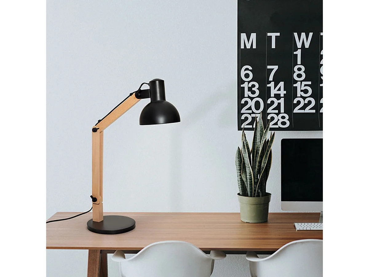 Flexo Darci Lumit 11W altura regulable negro/natural Ø35 cm