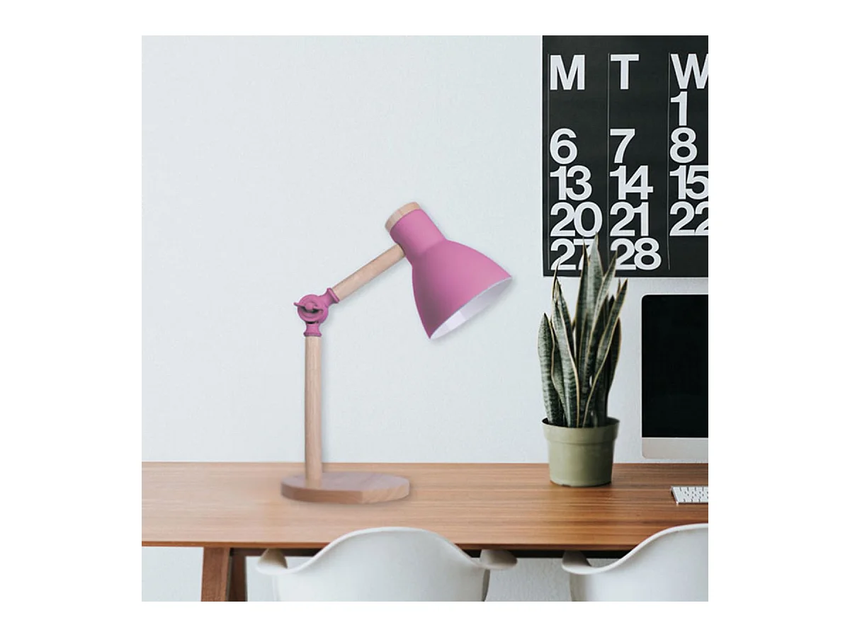 Flexo Teacher Bel Air 40W inclinación regulable rosa/natural Ø15x47 cm