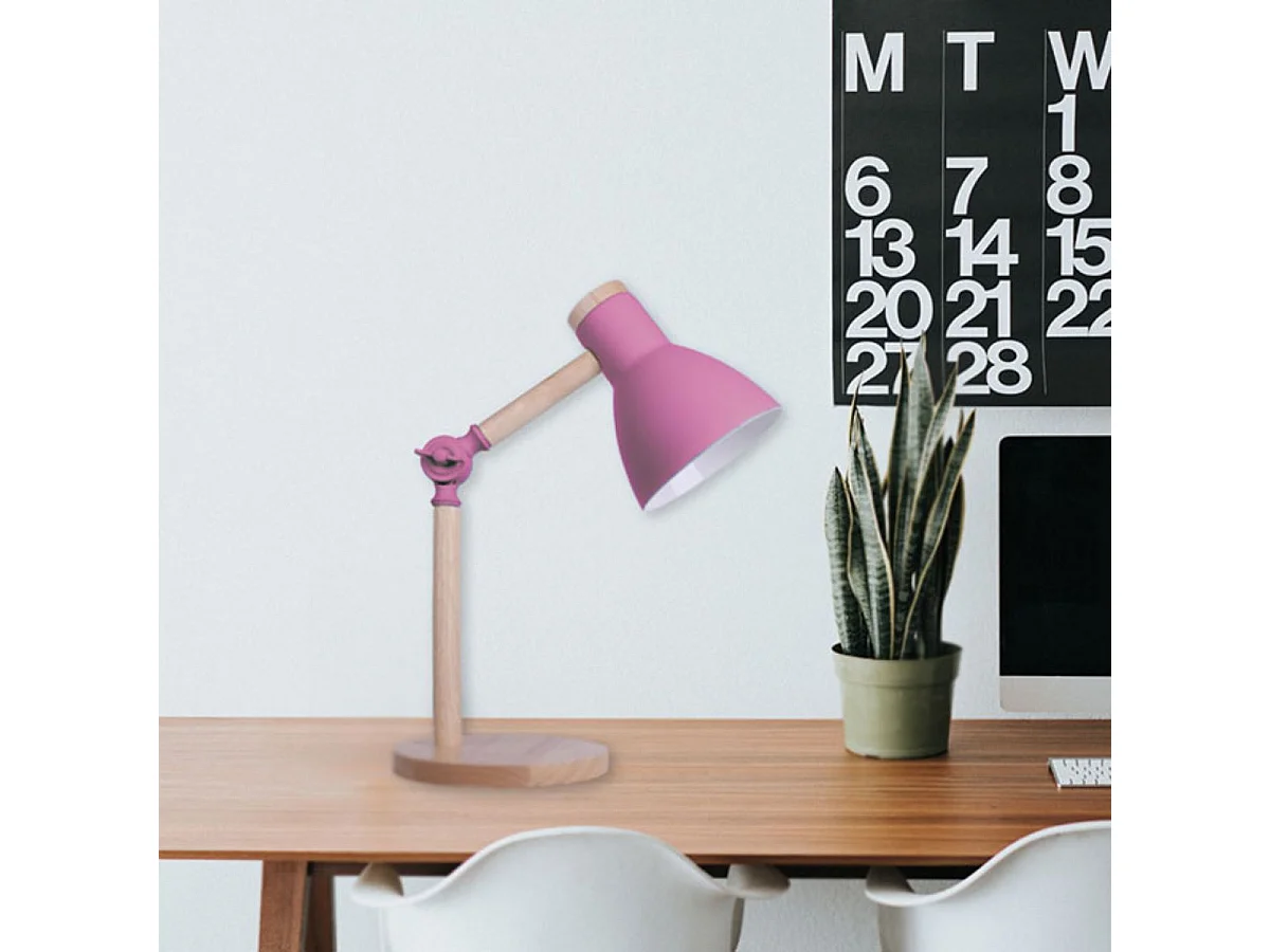 Flexo Teacher Bel Air 40W inclinación regulable rosa/natural Ø15x47 cm