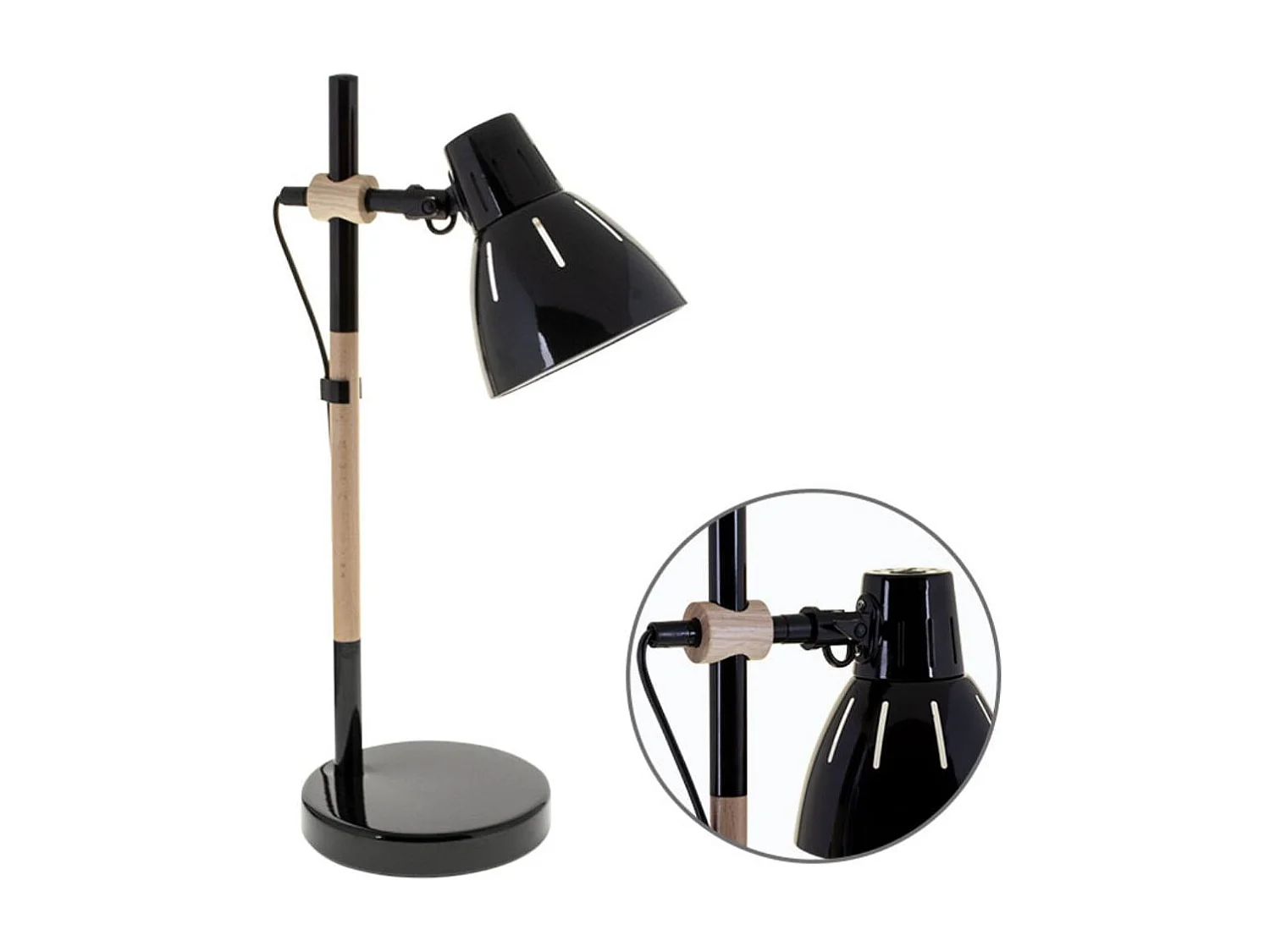 Flexo Dalva Lumit 11W de sobremesa negro/natural Ø23x47 cm