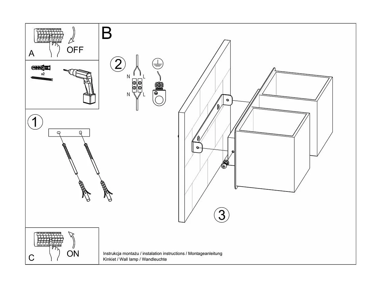 Applique Quasar 2 noir