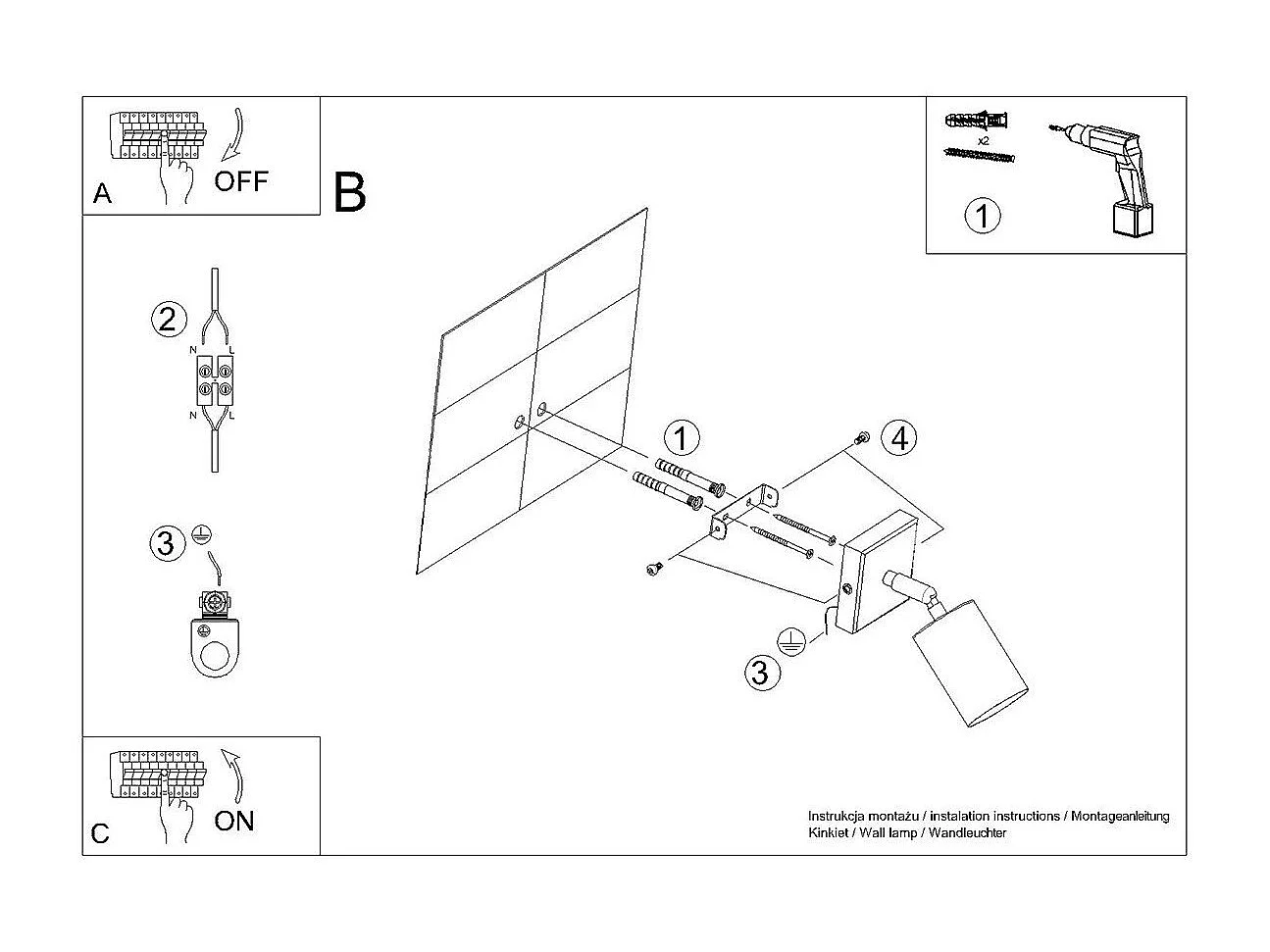 Applique Vespera noir-cuivre