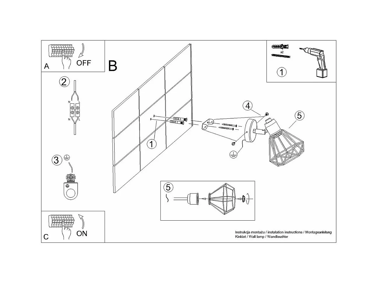 Applique Glisandor 1 noir