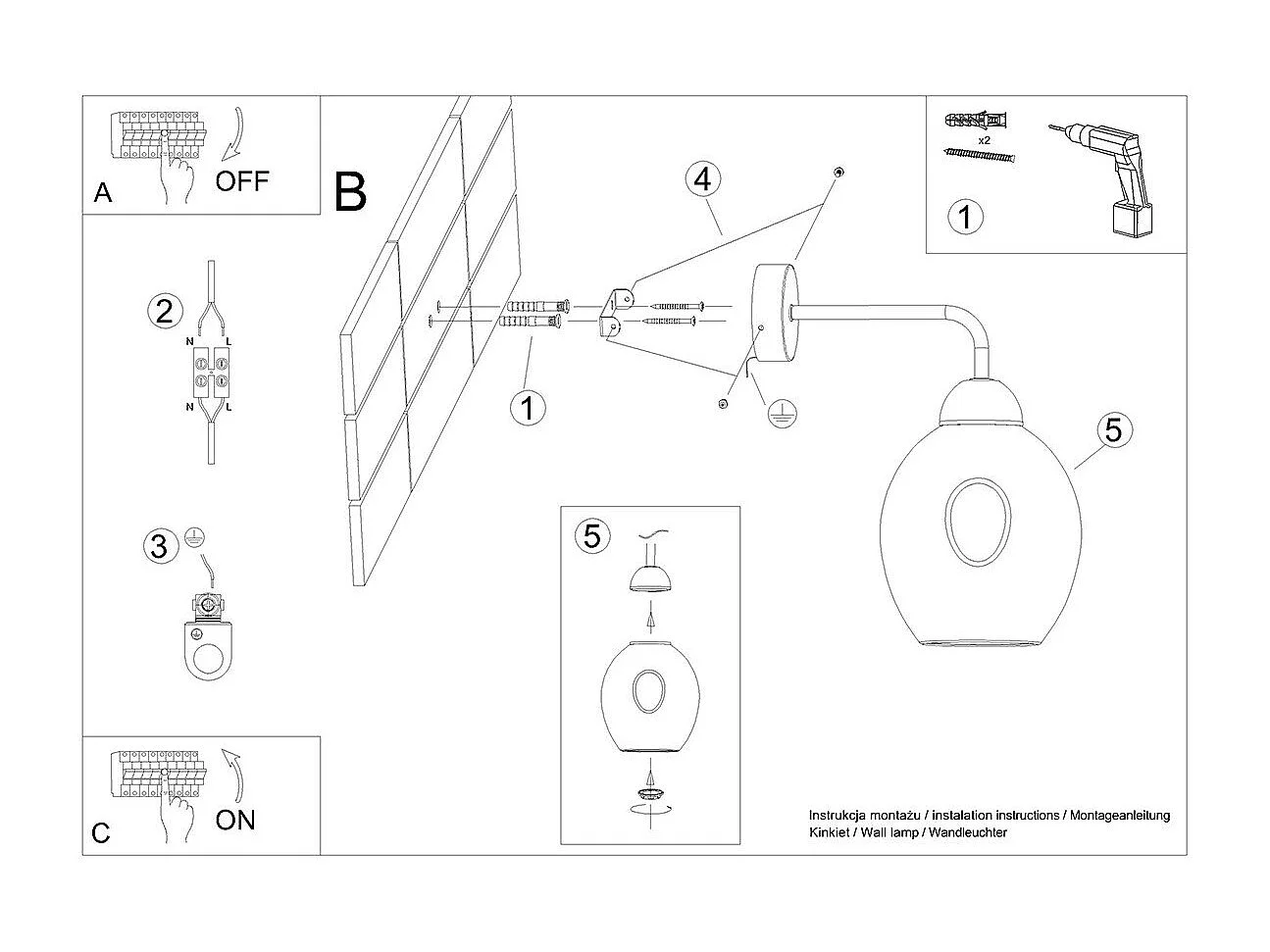 Applique Filament 1 noir