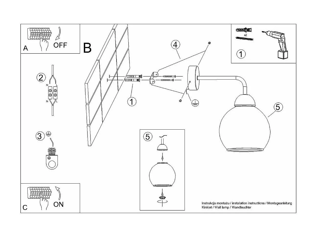 Applique Altair 1 noir