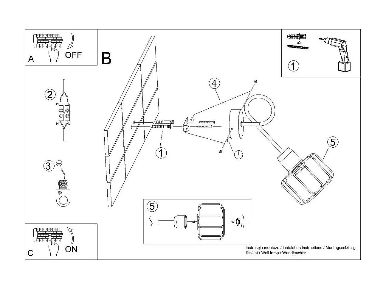 Applique Cepheus 1S noir