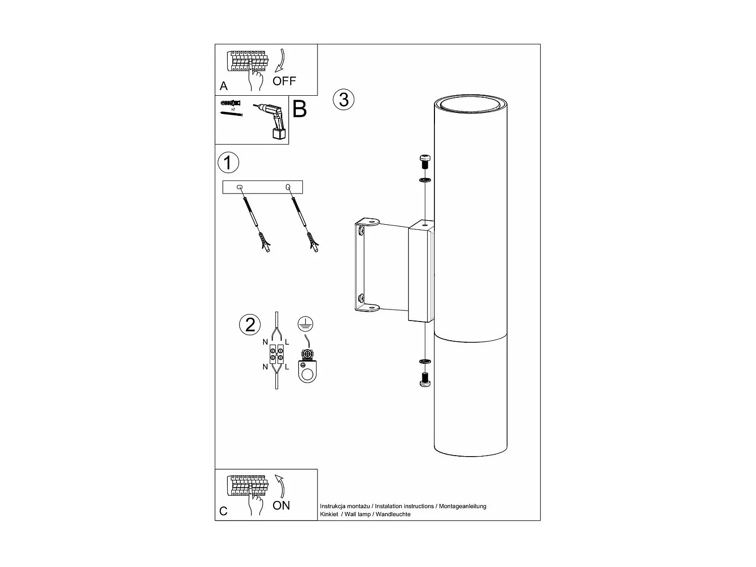 Applique Luminous noir-cuivre